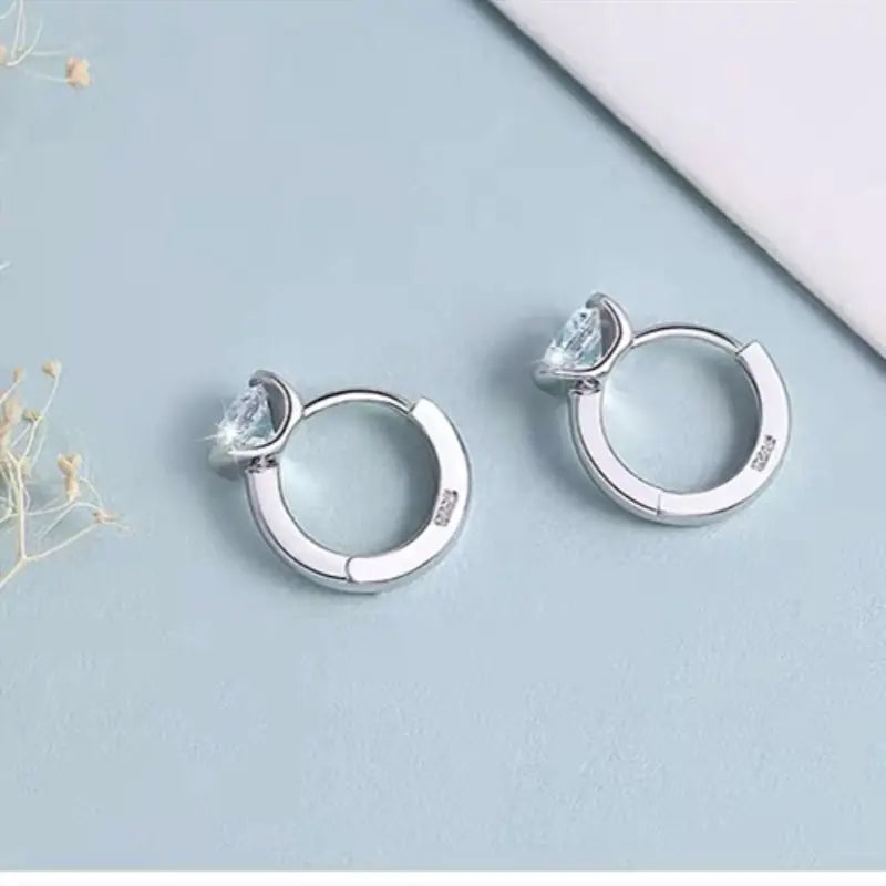 925 Sterling Silver Single Diamond Drop Earrings