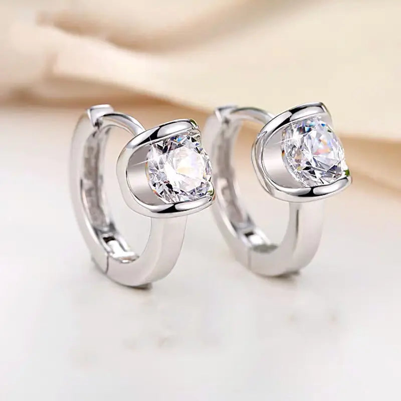 925 Sterling Silver Single Diamond Drop Earrings