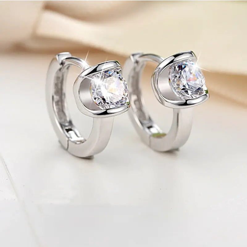 925 Sterling Silver Single Diamond Drop Earrings